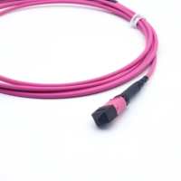 Kabel Patch Fiber Optik 12-Core MPO ke Duplex LC OM4 LSZH Jacket, Kompatibel FTTH, Kompatibel UPC 4G, Pigtail 1m