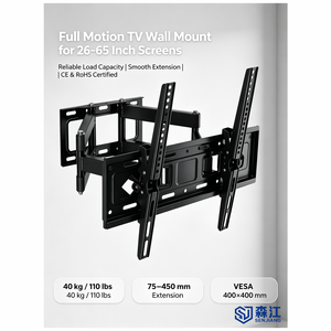 <span class=keywords><strong>Support</strong></span> <span class=keywords><strong>mural</strong></span> <span class=keywords><strong>TV</strong></span> à mouvement complet 26-65 pouces 40 kg VESA 400x400mm <span class=keywords><strong>Double</strong></span> <span class=keywords><strong>bras</strong></span> <span class=keywords><strong>articulé</strong></span> ±15° °   Inclinaison 90° °   <span class=keywords><strong>Support</strong></span> <span class=keywords><strong>TV</strong></span> pivotant en acier laminé à froid - Product Image 2