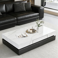 Table basse rectangulaire moderne de luxe en bois et marbre, multifonctionnelle avec tiroirs, meubles de salon, design italien pour la maison