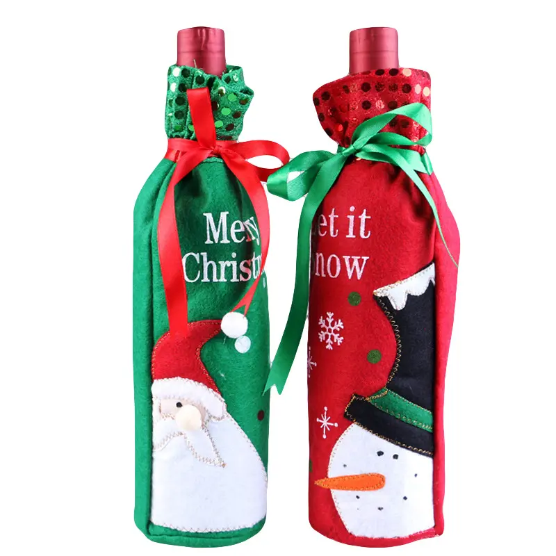 Christmas Wine Bottle Cover Bag for Xmas Party Funny Kitchen Table Decorations