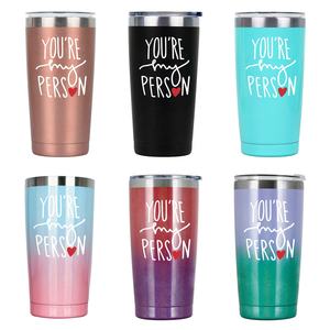 20OZ Stainless Steel Double Wall Tumbler <b>with</b> <b>Lid</b> <b>Travel</b> <b>Mug</b> Camping & Office Use Eco-Friendly Customized You're My Person - Product Image 1
