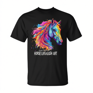 T-shirt unisexe pour adulte avec motif de cheval de Connemara, manches courtes, col rond, imprimé numérique coloré - Product Image 2