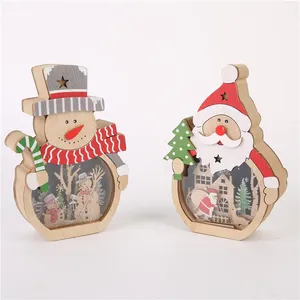 Santa Claus Sneeuwpop Huis Houten Decoratie Ornamenten Opknoping Deur Bord Hout Auto Hanger Met Karakters