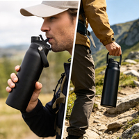 Bouteille d'eau isotherme en acier inoxydable de 32 oz, à double paroi sous vide, anti-fuite, sans BPA, pour le sport, avec couvercle à paille 2-en-1