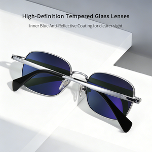 Occhiali <span class=keywords><strong>da</strong></span> sole <span class=keywords><strong>da</strong></span> <span class=keywords><strong>uomo</strong></span> di design in titanio premium, lenti in VETRO TEMPERATO ad alta definizione, antigraffio, stile retrò semplice, anti-UV400 2026 - Product Image 3