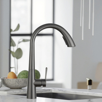 Robinet de cuisine monocommande extractible gris en acier inoxydable avec cartouche céramique, mitigeur moderne pour évier résidentiel