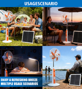Nouveau produit : Ventilateur solaire 16 pouces avec batterie au lithium et lumière LED avec ampoule ETD1601F-2 - Product Image 6