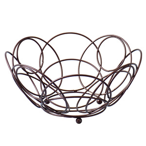 Ripai Iron Fruit <b>Basket</b> Round Metal <b>Storage</b> For Living Room Coffee Table Food Container - Product Image 2