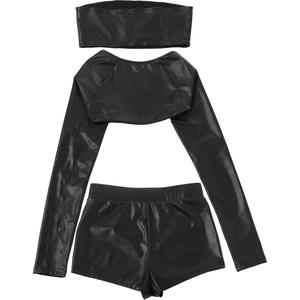 Viviblook Z302ST01 Ensemble décontracté pour femmes Nouveau gilet à manches longues pour femmes Couleur unie Sexy sans bretelles Short ajusté Ensemble 3 pièces - Product Image 6