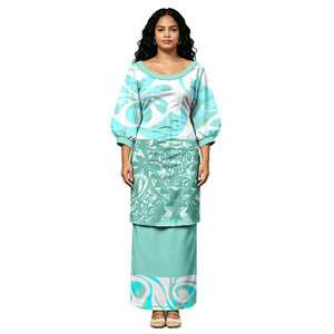Novedades 2026, Vestido Puletasi Polinesio, Vestido de Isla, Diseño Tribal Hawaiano, Estampado Floral, Elegante y Formal para Mujer, Poliéster - Product Image 1
