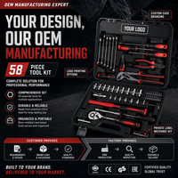 Caja de Herramientas Industrial Completa de 58 Piezas, Martillo, Puntas Torx, Kit de Herramientas Manuales Versátiles para Mecánicos, Equipo para el Hogar, Estuche Rígido, OEM