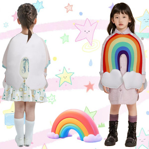 <b>Rainbow</b> Sponge Suit Childrens Cosplay Costume Milk Silk Printed Stage Performance Wear For Kids - Product Image 1