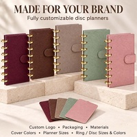 Organiseur Hongbo multi-couleurs A6 à reliure à disques, avec pochettes à monnaie, en cuir gaufré grainé, pour la gestion budgétaire