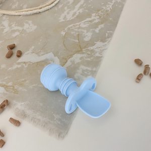 Cucchiaio forchetta in Silicone morbido senza BPA per allenamento per bambini sani 0-12 mesi bambini che imparano a mangiare cibo a manico corto utensile da servizio - Product Image 2