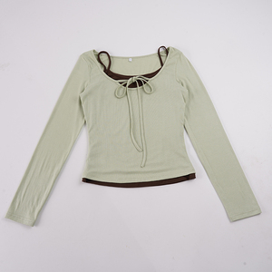 Ensemble haut à manches longues colorblock et gilet superposé, coupe ajustée, style urbain européen et américain, polyvalent, deux pièces - Product Image 6