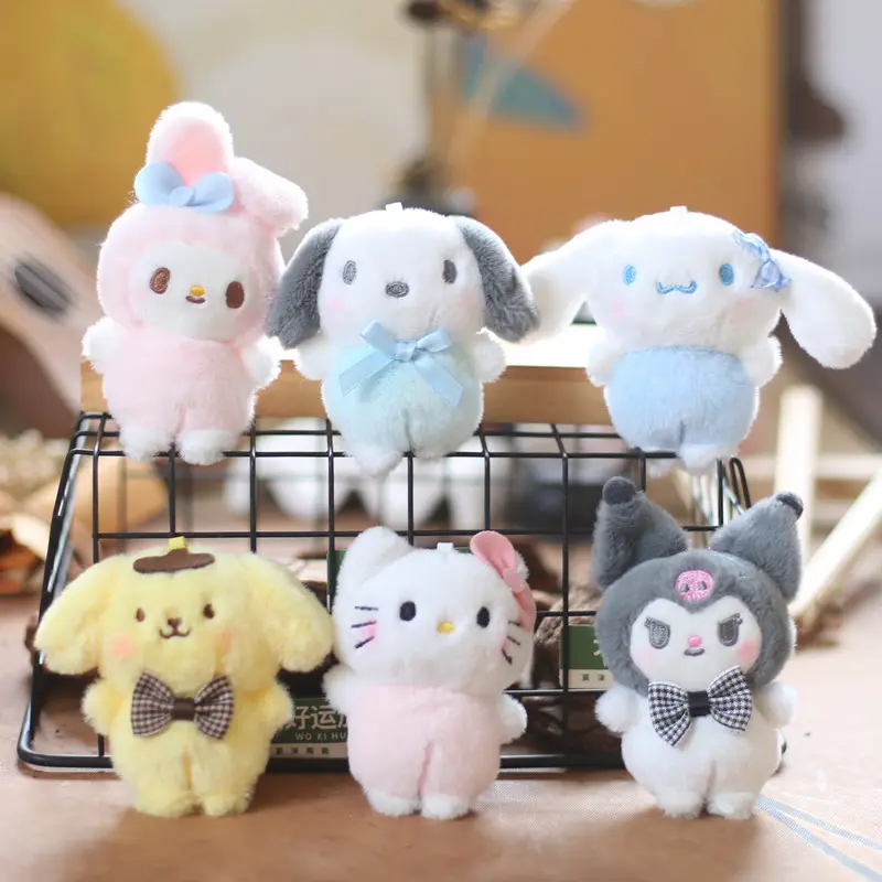 ตุ๊กตา3D การ์ตูนน่ารัก Kuromi Cinnamoroll อุปกรณ์เสริมกุญแจรถพวงกุญแจ plushies Kitty pochacco พวงกุญแจ