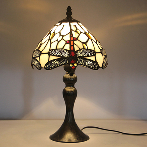 LongHuiJing 8 Inch Stained Glass <strong>Table</strong> Lamp Iron Spindle Base E26/E27 Socket Dragonfly Pattern Shade Hot Sale US EU - Product Image 2