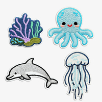 Oceaandierenthema Opstrijkbare Borduurpatches, Designer Strijkijzer Op Patches Kleding Patches Borduurwerk Cartoon Patch Suitabler