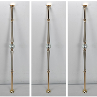 Luxe haut de gamme élégant boule de cristal Al-Mag alliage doré balustres colonne oreillers broche balustrades pour Villa escalier