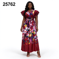 Nouvelle Robe Trapèze Décontractée Rétro à Imprimé Floral, Col en V, Manches Courtes et Taille Haute, Vente en Gros 25762