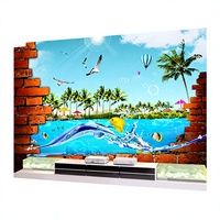 Papier peint mural 3D stéréoscopique effet vue sur mer, 320x250cm, imperméable, grande fresque pour décoration intérieure, mur derrière canapé ou télévision