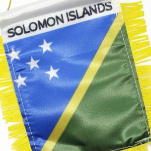 Bandera Personalizada de las Islas Salomón, Bandera de Satén para Coche, Mini Bandera con Borlas Amarillas - Product Image 4