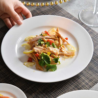 Assiette de Luxe Légère Blanc Pur Style Chinois Durable Écologique en Porcelaine Fine pour Usage Domestique Motif Uni Plate