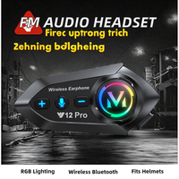 Nouveauté : Effet lumineux RVB pour casque sans fil Bluetooth avec audio FM, accessoires pour casque de moto