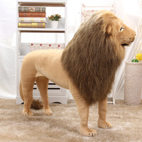 Personnalisable Lion Réaliste En Peluche Poupée Doux Coton Enfants Jouet avec Éponge Remplissage Maille Doublure Maison Statue Animal pour les Fêtes