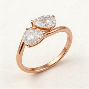 Anillo de compromiso y fiesta de moda con diseño de racimo, chapado en oro de 14K, con circonita cultivada en laboratorio CVD IGI VVS-VS, corte pera, personalizado. - Product Image 1