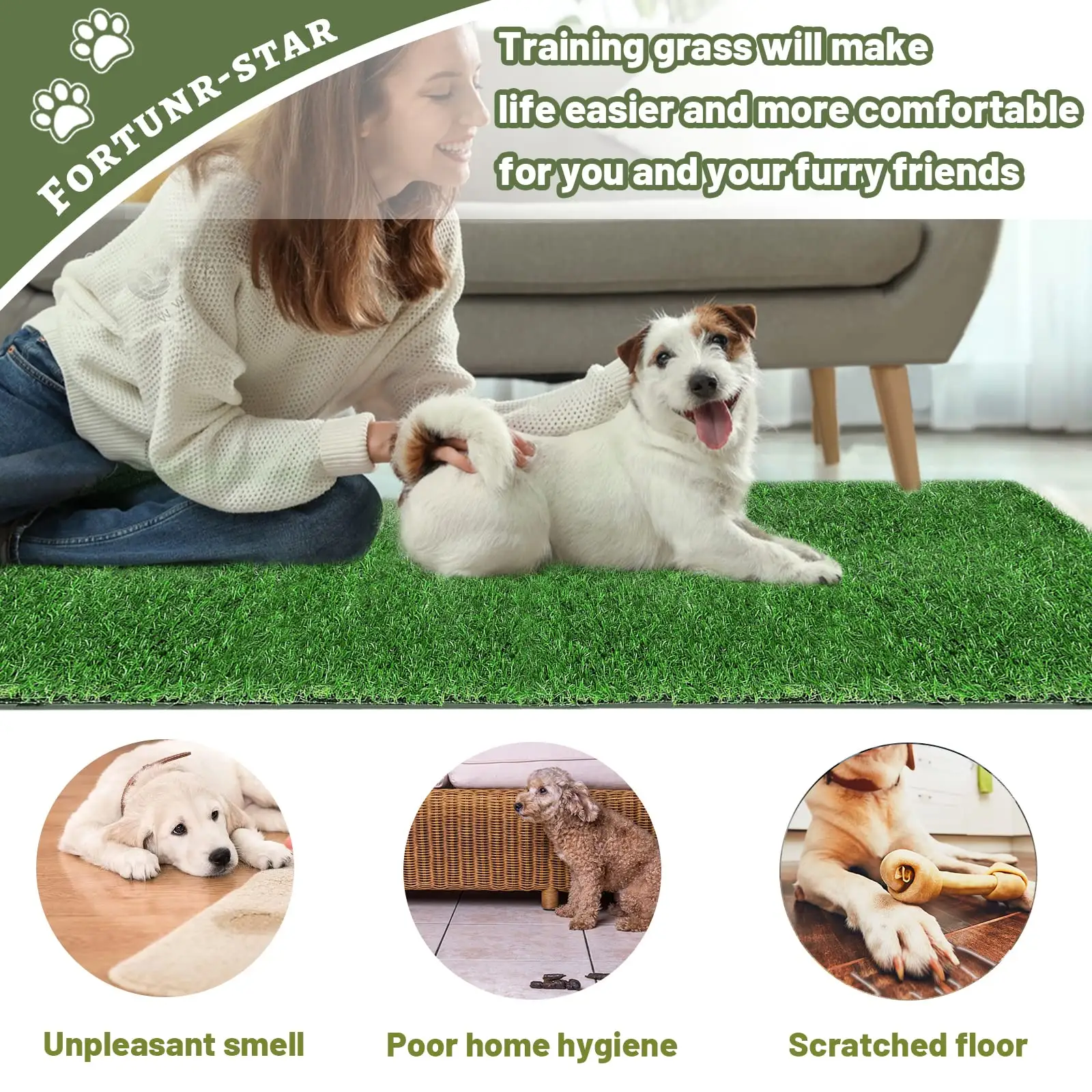 Turf Dog Potty for Indoor Outdoor Easy to Clean Reusable Artificial grass pad for dog Professional Potty Training