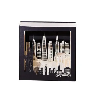 Laser Cut Custom Landmark Het Vrijheidsbeeld, New York, Usa Handgemaakte Pop Up Wenskaarten