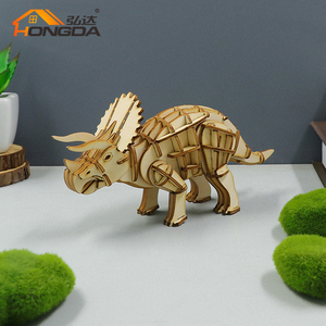 Hongda <span class=keywords><strong>AM003</strong></span> BSCI certificat dinosaure série 3d en bois animal puzzle 2023 bricolage 3d jeu de puzzle en bois - Product Image 2