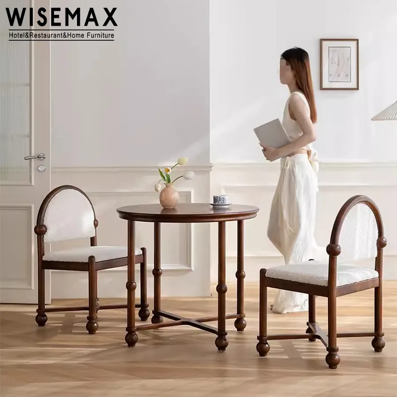 WISEMAX mobilya Nordic oturma odası sandalye kumaş yemek sandalyesi retro yuvarlak geri ahşap yemek oturma odası sandalye ev cafe için