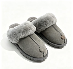 Bottes de neige pour femmes, bottes d'hiver en peau de mouton, à enfiler, doublées de peluche, bout fermé, semelle en caoutchouc antidérapante, chaussures plates de couleur unie - Product Image 6