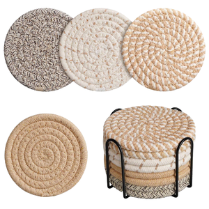 Set de table en lin absorbant et résistant à la chaleur, épaisseur 5 mm, tissé, diamètre 38 cm, design contemporain, protection de table, décoration intérieure - Product Image 4