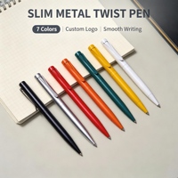 Stylo bille en métal aluminium avec corps laqué, accessoires métalliques, logo personnalisé, cadeau promotionnel