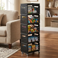 Chariot de rangement 5 niveaux pour fruits et légumes, design tendance, avec roulettes, pour cuisine et îlot de cuisine