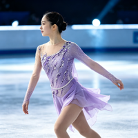 Robe de patinage artistique en strass lavande, dos nu, manches longues, en maille, costume de compétition de patinage sur glace, personnalisé pour filles et femmes