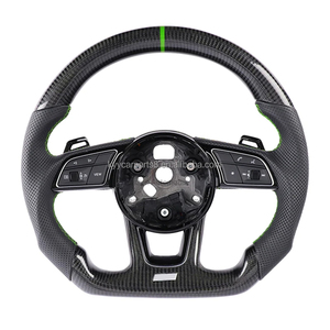 Volant de course de luxe en fibre de carbone avec surpiqûres rouges en cuir, compatible avec <span class=keywords><strong>Audi</strong></span> TT TTS TTRS <span class=keywords><strong>R8</strong></span> <span class=keywords><strong>V8</strong></span> V10 A6 A3 A5 - Product Image 3