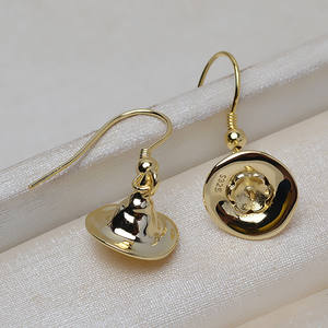 Boucle d'oreille en argent S925 avec perle baroque, style A, chapeau irrégulier, accessoire féminin fait main, avec tailles de 3 mm et 16 mm - 3854 - Product Image 1