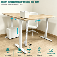 Bureau debout électrique ergonomique moderne et écologique, réglable en hauteur, 3 moteurs, 3 pieds, en forme de L, pour ordinateur de bureau