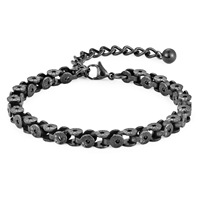 Bracelet en cuir noir pour homme, double couche, en acier inoxydable, en cuir véritable tressé, fait main, multi-brins, 668