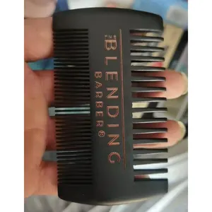 Black Beard Comb Natural Custom Logo Pocket Size Wooden Black Double Beard Lice Comb With Eco Friendly