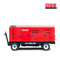 Compresor de Aire Silencioso CFAIR de 1300 CFM y 10.3 BAR, con Motor Diésel Libre de Aceite de Doble Tornillo, Refrigerado por Agua, Motor Alemán, 220V, Portátil, para Uso en Alta Mar