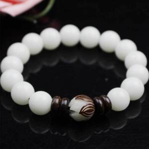 สร้อยข้อมือหยกขาว 18 มม. ลายดอกไม้ทรงกลม สำหรับทุกเพศ สวมใส่ได้ทุกวัน เครื่องประดับสะสมทางวัฒนธรรม - Product Image 3