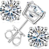 Anting-anting Moissanite Lotus Stud dengan penutup sekrup 3-10mm 0.2-8.0ct berlapis emas 18K Perak Sterling S925 untuk Pernikahan