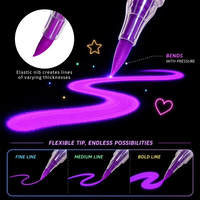 Stylos marqueurs fluorescents UV pour tissu, 12 couleurs, double pointe oblique, pour vêtements de fête, graffiti et art