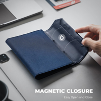 Portefeuille de voyage personnalisé en cuir PU Saffiano, porte-cartes RFID fin en cuir, porte-passeport avec emplacement pour AirTag et porte-stylo