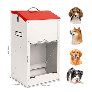 เครื่องป้อนสุนัขแบบถ่วงน้ำหนักอัตโนมัติทำจากเหล็ก25lbs พร้อมฝาปิดดีไซน์แบบแขวนสำหรับใช้งานกลางแจ้งความจุเยอะ - Product Image 2